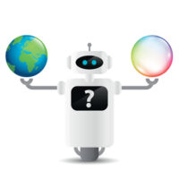 cute robot character has a question vector illustration