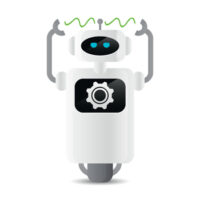 cute robot in work process with gear wheel vector illustration